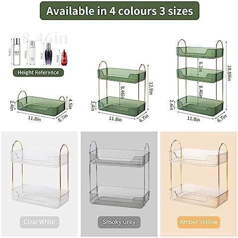 Akinbas 2 Tier Bathroom Organizer Countertop Makeup Perfume Tray Skincare Organizer for Bathroom Dresser Vanity (Green)