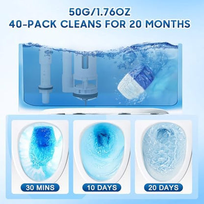 KIISIISO Toilet Bowl Cleaners 40 PACK, Long-Lasting Toilet Bowl Cleaner Tablets with Sustained-Release Technology Against Tough Stains,Automatic Toilet Cleaner for Deodorizing & Descaling