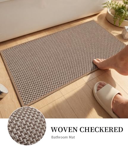 YIHOUSE Khaki Bathroom Rugs Sets 2 Pieces,Thin Bath Mat Quick Dry