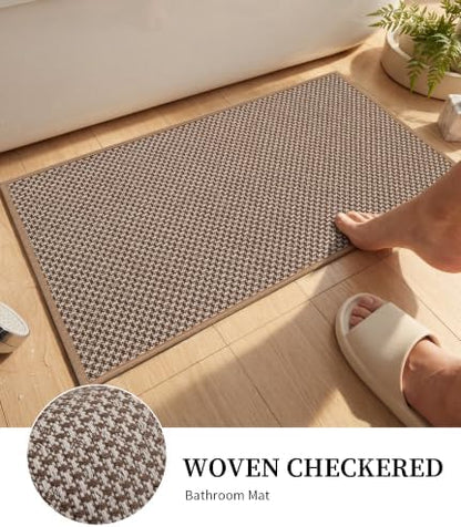 YIHOUSE Khaki Bathroom Rugs Sets 3 Pieces,Thin Bath Mat Quick Dry