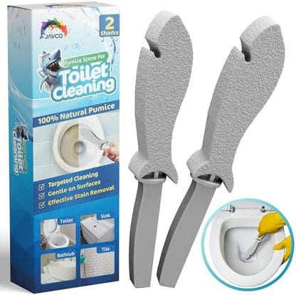 JAVCO Pumice Stone for Cleaning with Handle (2 Pack) – Scrubbing Stone for Porcelain, Ceramic and Tile, Pumiceshark for Toilet Cleaning (2, small pack)