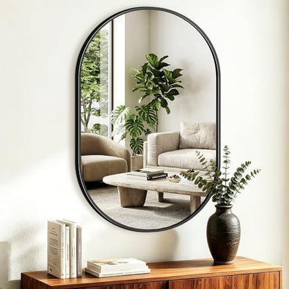 Oval Bathroom Mirror, 24"x36" Black Vanity Mirror for Over Sink