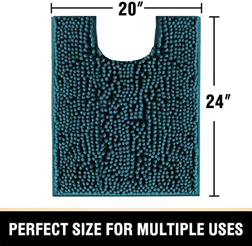 H.VERSAILTEX Toilet Mat U Shaped Bathroom Rugs Bath Mats for Bathroom Non Slip Luxury Chenille Bath Mat U Shape 20x24 Extra Soft and Absorbent Shaggy Rugs Washable Dry Fast - Dark Teal
