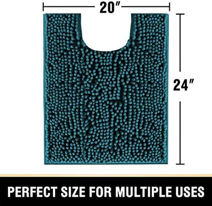 H.VERSAILTEX Toilet Mat U Shaped Bathroom Rugs Bath Mats for Bathroom Non Slip Luxury Chenille Bath Mat U Shape 20x24 Extra Soft and Absorbent Shaggy Rugs Washable Dry Fast - Dark Teal