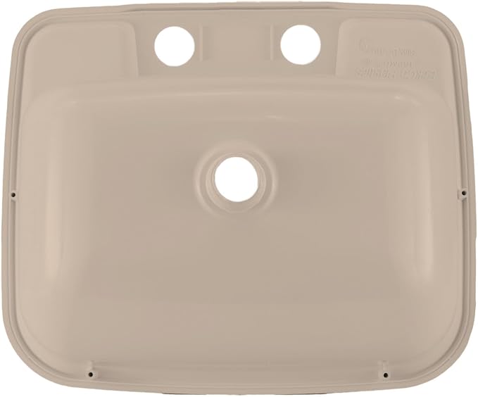 RecPro Rectangle RV Bathroom Sink | Single Bowl Lavatory Sink | Camper Sink | Plastic (Tan)