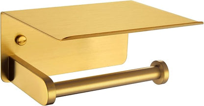 Toilet Paper Holder, Brushed Gold, 304 Stainless Steel | Wet Wipes & Air Freshener Storage, Space-Saving Design, Family Bath & Rental Apartment Use, Modern Bathroom Refresh