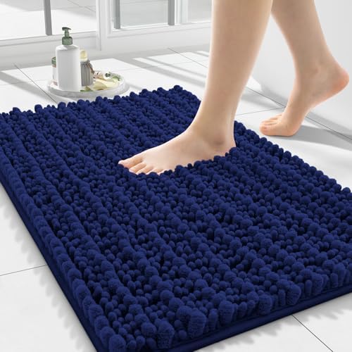 Smiry Bathroom Rugs 24X16, Extra Soft Rubber Backing Chenille Bath Mats