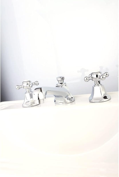 Kingston Brass KS4461BX Metropolitan Widespread Lavatory Faucet with Metal Cross Handle, Polished Chrome, 8-Inch Adjustable Center