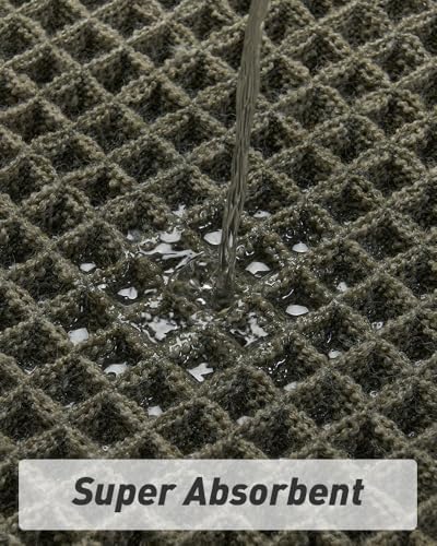 Upgraded Waffle Bath Mat Set of 2 Absorbent Bathroom Mat 17"x24" + 20"x32"
