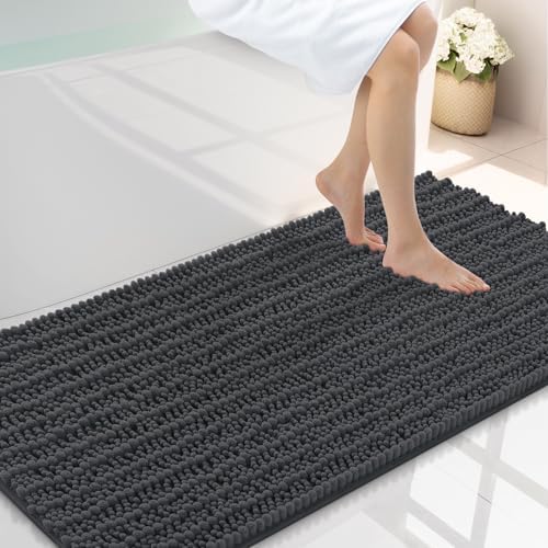 Smiry Bathroom Rugs 40X24, Extra Soft Rubber Backing Chenille Bath Mats