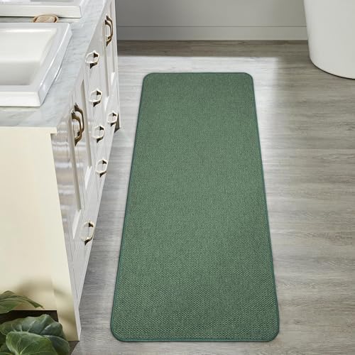 Bosap Bath Mat,Ultra Thin Bathroom Runner Rugs,Large Bath Mats for Bathroom,Quick Dry,Non-Slip,Machine Washable,Low Pile,Bath Rug,Shower Outside,Sink,Home Decor Accessories.Green,2'x5'（24x60inch）