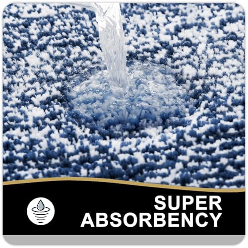 OLANLY Small Bathroom Rugs 24x16, Soft Absorbent Microfiber Bath Rugs, Navy