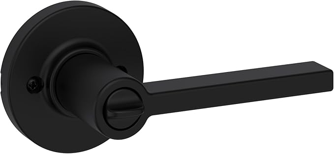 Kwikset Casey Interior Privacy Round Door Handle with Lock, Door Lever for Bathroom and Bedroom, Satin Nickel Reversible Keyless Turn Lock, with Microban Protection