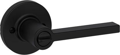 Kwikset Casey Interior Privacy Round Door Handle with Lock, Door Lever for Bathroom and Bedroom, Satin Nickel Reversible Keyless Turn Lock, with Microban Protection
