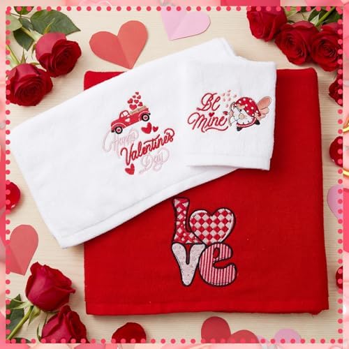 Peryiter 3 Pack Valentine Love Decorative Bath Towel Set