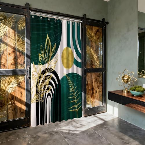 Emerald Green and Gold Stall Shower Curtain, 48X72 in Narrow Small