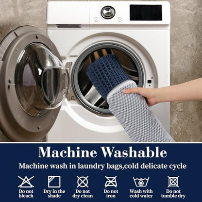 RESARE Waffle Bathroom Runner Rugs, Non Slip Boho Bath Mat 24"x72" Navy