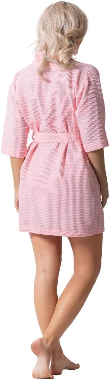 Lightweight Waffle Knit Bath, Spa & Bridesmaids Kimono Short Robes for Women - Quick Dry & Soft