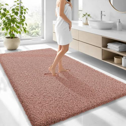 OLANLY Microfiber Large Bathroom Rugs 70x46, Soft Absorbent Bath Mat, Mocha