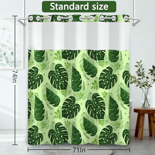 No Hook Shower Curtain with Snap in Liner 71x74 Inch