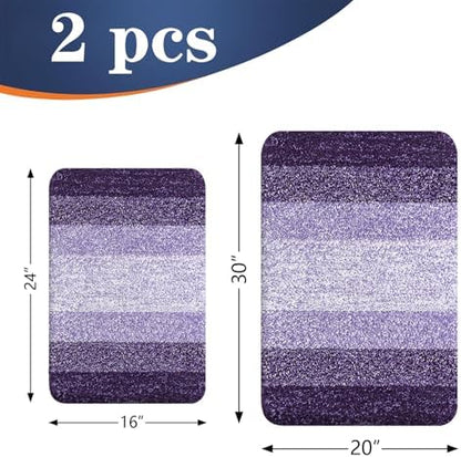 OLANLY Micorfiber Bathroom Rug Set 2 Piece, 30"x20"+24"x16"