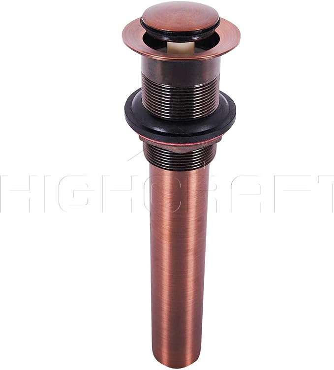 Highcraft R1034 Vessel Sink Drain Strainer Pop Up Drain Assembly without Overflow, Bathroom Faucet Vanity Sink Stopper Oil Rubbed Bronze