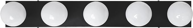 Design House Vanity Lights, 5 Linear Lights, Dimmable, Horizontal or Vertical Use, Uses (5) 60W Bulbs, for Bathroom/Makeup Vanity, Matte Black, 30.0 in. W x 2.0 in. H x 4.3 in. D, 588582-BLK
