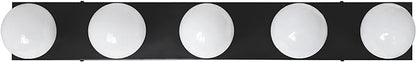 Design House Vanity Lights, 5 Linear Lights, Dimmable, Horizontal or Vertical Use, Uses (5) 60W Bulbs, for Bathroom/Makeup Vanity, Matte Black, 30.0 in. W x 2.0 in. H x 4.3 in. D, 588582-BLK