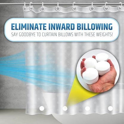 XL & Extra Heavy Powerful Anti-Billowing Magnetic Shower Curtain Weights for Splash-Free Bath Experience - 360° Silicone Wrapped - Will Never Rust - Prevent Curtain from Blowing | 4 XL Pairs | White
