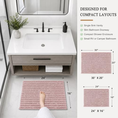 Arotive Bathroom Rugs Mat 24x16, Soft Absorbent Chenille Shaggy Bath Mat