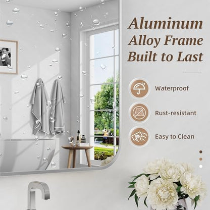 Bathroom Mirror 60" x 30", Large Rectangle Wall Mirror, Silver