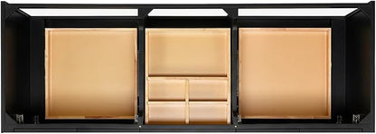 ARIEL Loren 60-inch Bathroom Vanity Base Cabinet,Solid Wood, 4 Soft Closing Doors, 3 Dovetail Drawers, Black