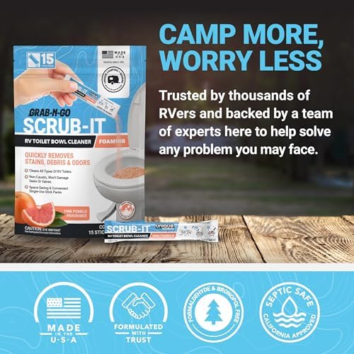 Unique Scrub-It RV Toilet Cleaner, Foaming Powder Stick Packs, 15-Count