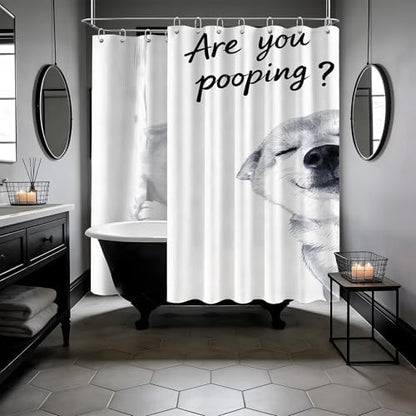 Extra Long Shower Curtain XL Funny Dog Crazy, 108 x 72 Inchs