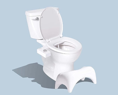 TUSHY Classic Brushed Nickel Bidet and Relaxed Ottoman White Bundle