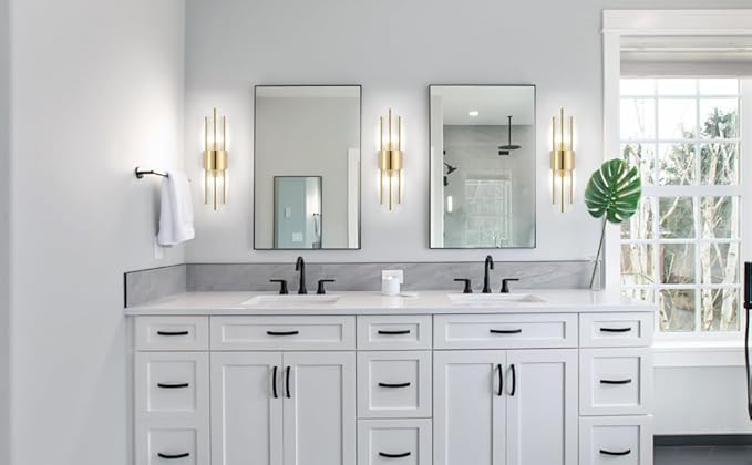 Sconces wall set of 2, Gold sconces wall set of 2, 2-Light Modern Brushed Titanium Gold Wall Sconce, Scones lighting, Modern wall sconces, for Living Room, Bathroom, Vanity, Staircase, Hallway