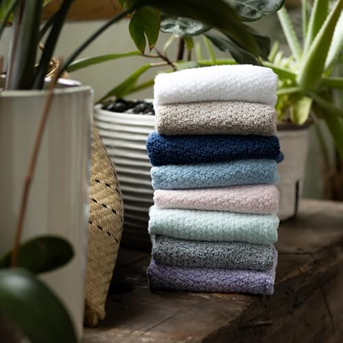 Everplush Diamond Jacquard 6 Pieces Bath Towel Set, Luxury Super Soft Oversized everplush Towels, Highly Absorbent Diamond Jacquard Quick Dry Bath Towel for Bathroom Dusk