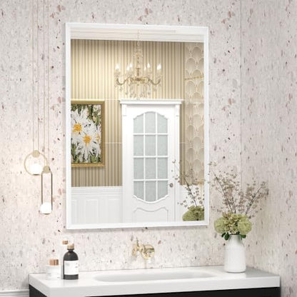 White Framed Bathroom Mirror 26x36, White Vanity Mirrors for Wall