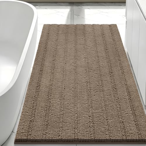 Bcoimo Bath Rug Mat,48x30 High Absorbent Latte Long Bathroom Runner Rugs
