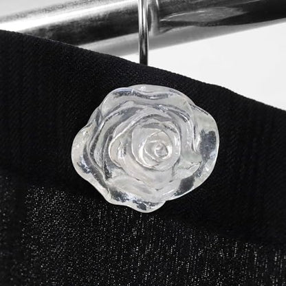 Clear Rose Shower Curtain Hooks: Cute Flower Bathroom Curtain Rings, 12Pcs