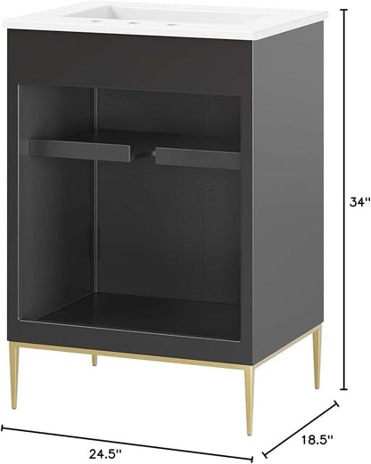 Modway Awaken Bathroom Vanity Cabinet, 24", White Black