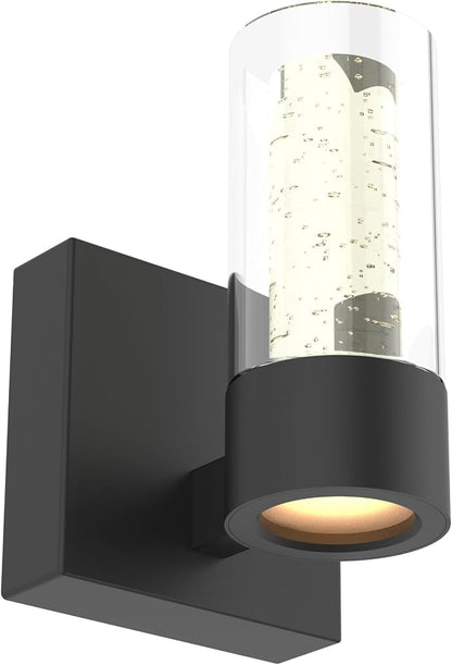 Alice Modern 1-Light Wall Sconce Light Fixture, Integrated Led and Premium Bubble Glass, for Kitchen Island, Hallway, Entryway, Passway, Dining Room, Bedroom, Balcony Living Room (Black)