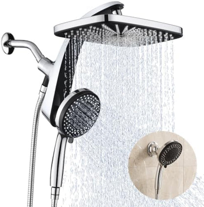 Rain Shower Head with Handheld Showerhead, Chrome 1.8GPM 460311 + Holder