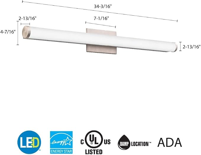 Lithonia Lighting FMVCCLS 36IN MVOLT 30K35K40K 90CRI BN M4 Vanity Fixture, 36-Inch, Brushed Nickel