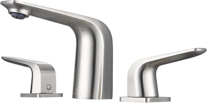 TOCALOCA Widespread Bathroom Faucet 3 Hole Bathroom Sink Faucet Brushed Nickel 2 Handles Vanity Faucet Brass, Anti-Fingerprint Modern Bathroom Basin Faucet