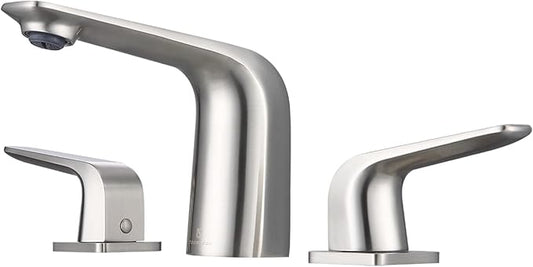 TOCALOCA Widespread Bathroom Faucet 3 Hole Bathroom Sink Faucet Brushed Nickel 2 Handles Vanity Faucet Brass, Anti-Fingerprint Modern Bathroom Basin Faucet