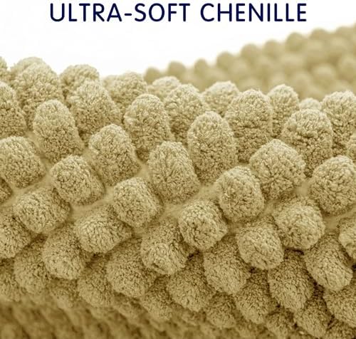 SUBRTEX Bathroom Rugs Chenille Bath Rug, Soft Short Plush Bath Mat, Water Absorbent Shower Mat, Quick Dry Machine Washable(Yellow, 24" x 55")