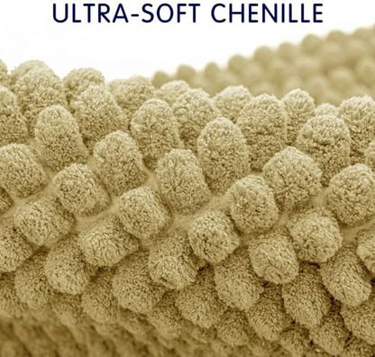 SUBRTEX Bathroom Rugs Chenille Bath Rug, Soft Short Plush Bath Mat, Water Absorbent Shower Mat, Quick Dry Machine Washable(Yellow, 24" x 36")