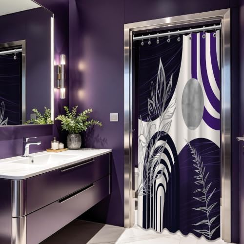 Dark Purple and Grey Stall Shower Curtain, 48X72 in Narrow Small