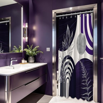 Dark Purple and Grey Stall Shower Curtain, 48X72 in Narrow Small